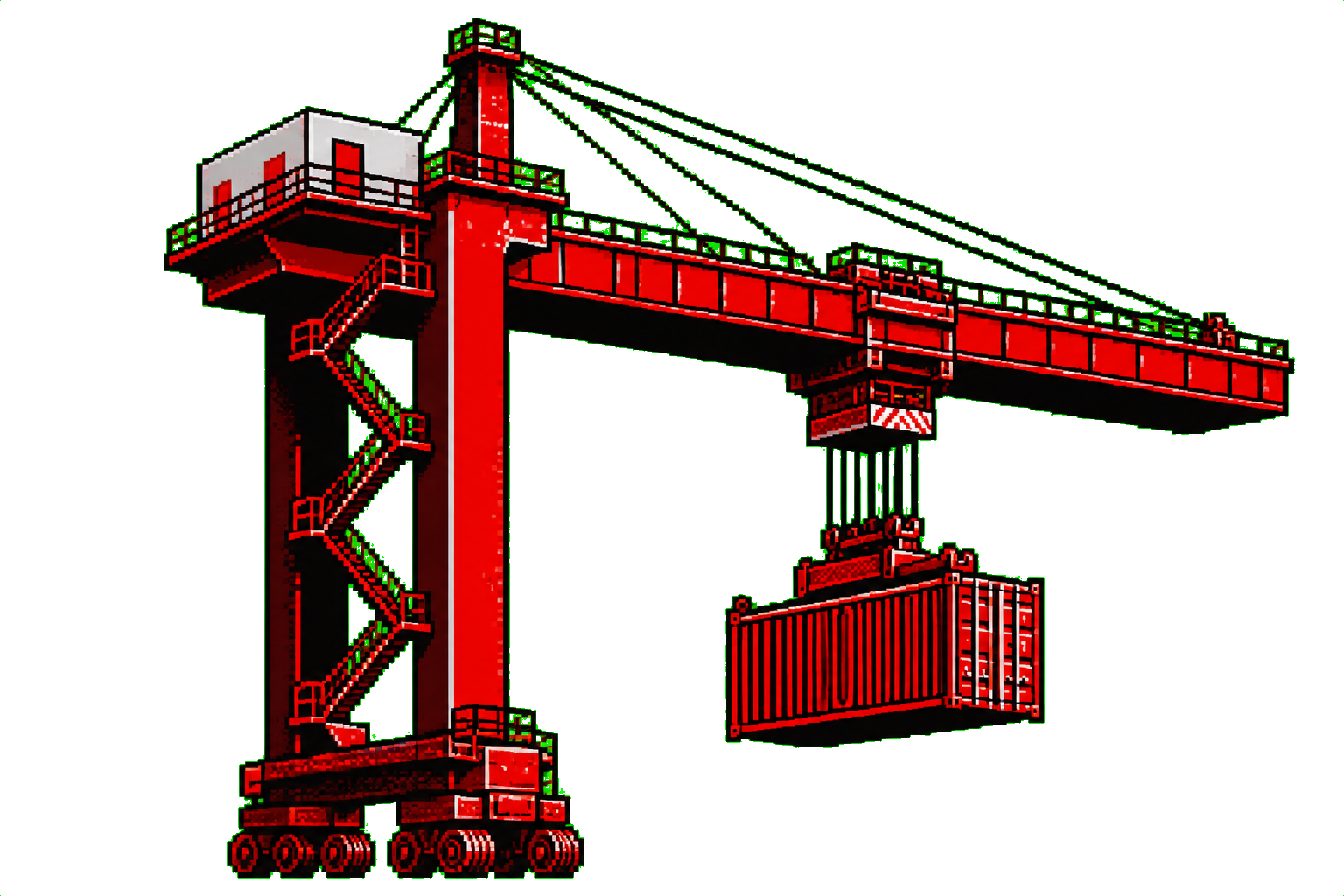 Grue portuaire soulevant un conteneur